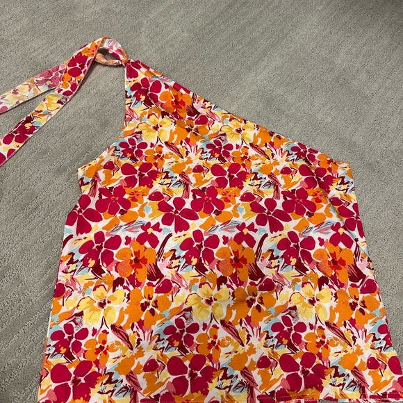 Floral One-Shoulder Top - Pink and Orange - Picture 2 of 3